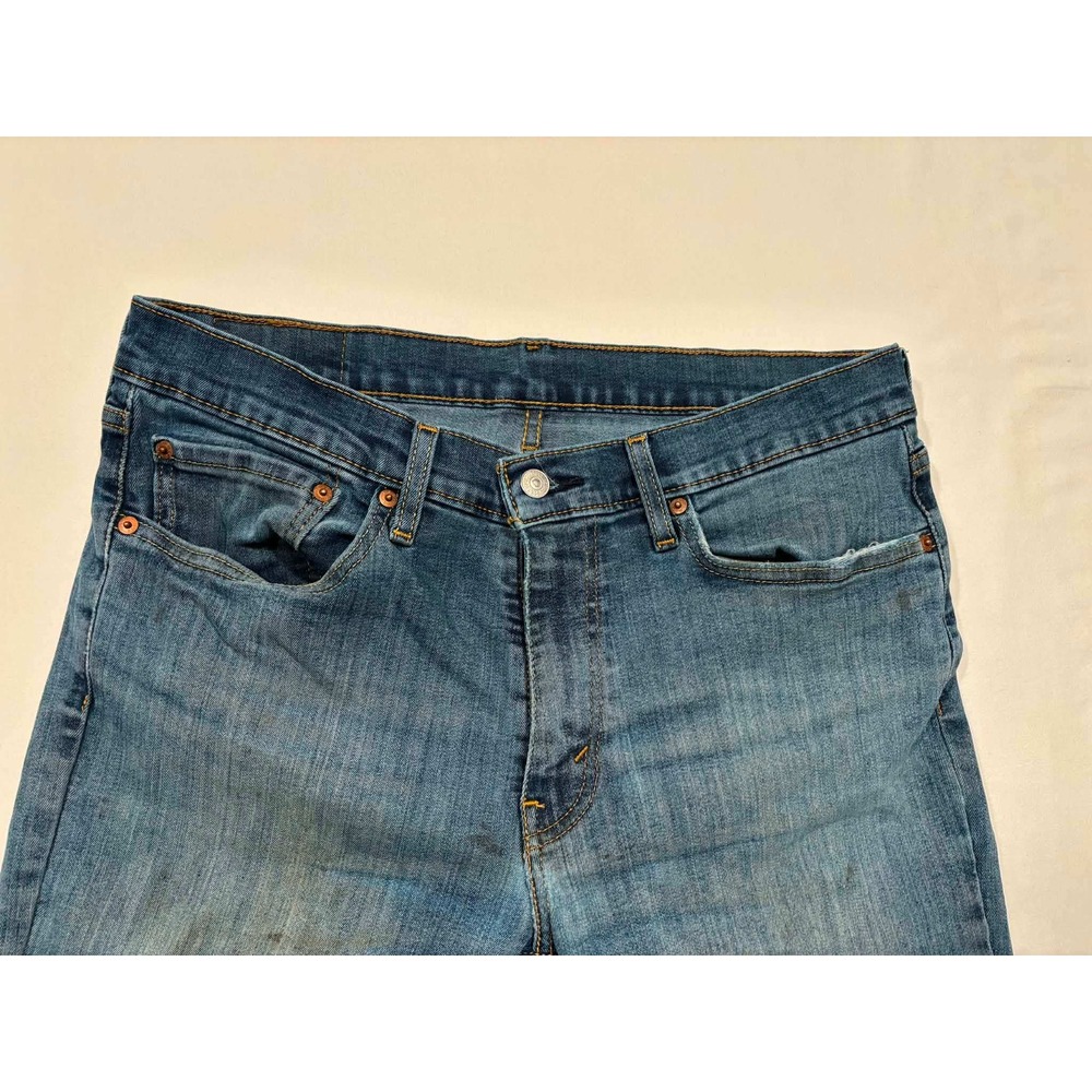 Levis 511 Slim Fit Mens Blue Jeans Medium Wash 34x30 Distressed Rip - Picture 4 of 8